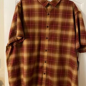 Men's Mutual Weave Brown/RedPlaid Button-Down Shirt NWT